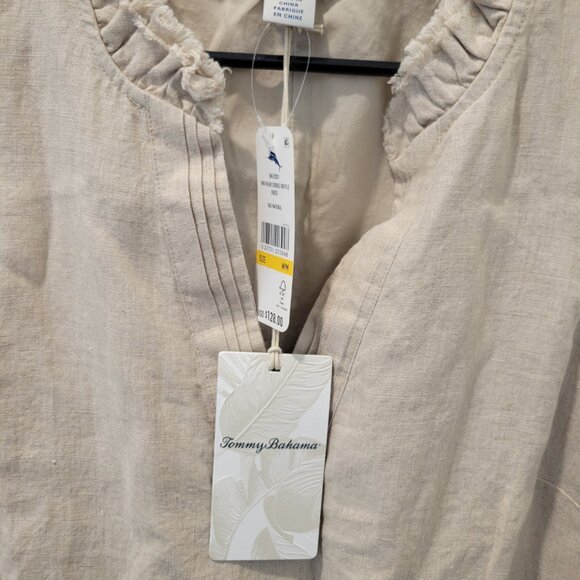 Cream V Neck Cover Up Linen Dress - Tommy Bahama - NWT! - Size: Medium - Picture 2 of 4